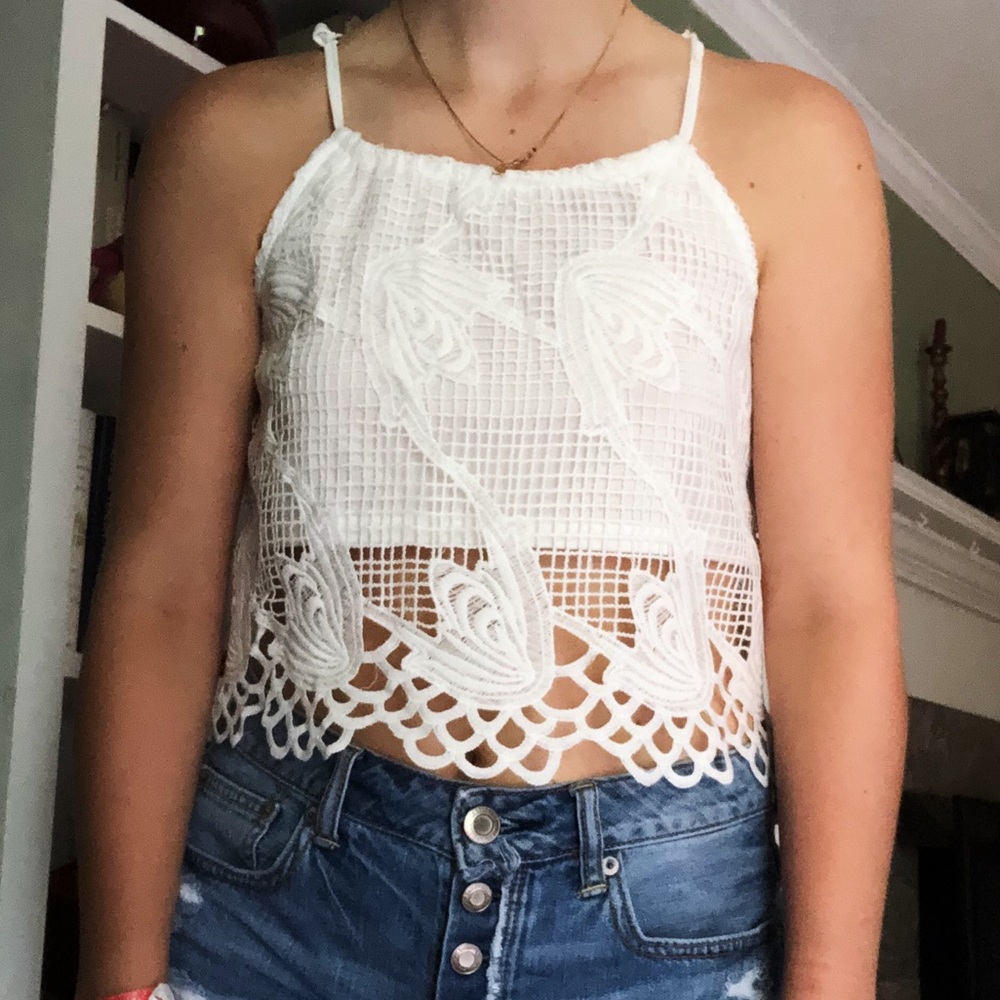 The Clothing Company White Lace Crop Top